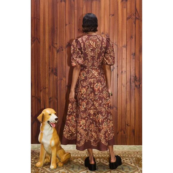 Alemais Seraphina printed linen midi dress US 2 - Picture 4 of 11